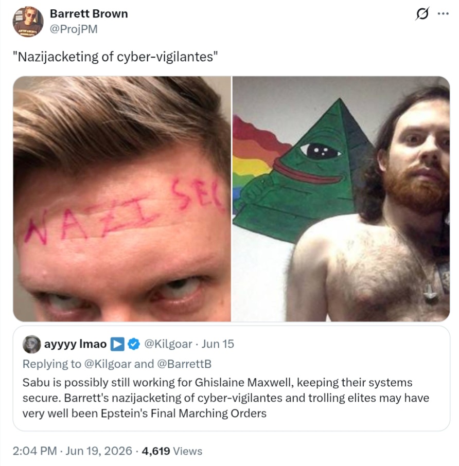 justspaceonline's tweet photo. @Lets_Play_MEOW @ProjPM TUNDRA: "In 2017 I was showing what I found regarding the 2016 US Presidential election @ProjPM
Guess what Team led by a cunt came flying in to discredit me & then put me in a blocklist" 🤔
https://t.co/ihuklqwgtG
😬 "Go ahead Mr Brown...guess"
#weev
https://t.co/54WYwtLZlK https://t.co/WD5M94enOw