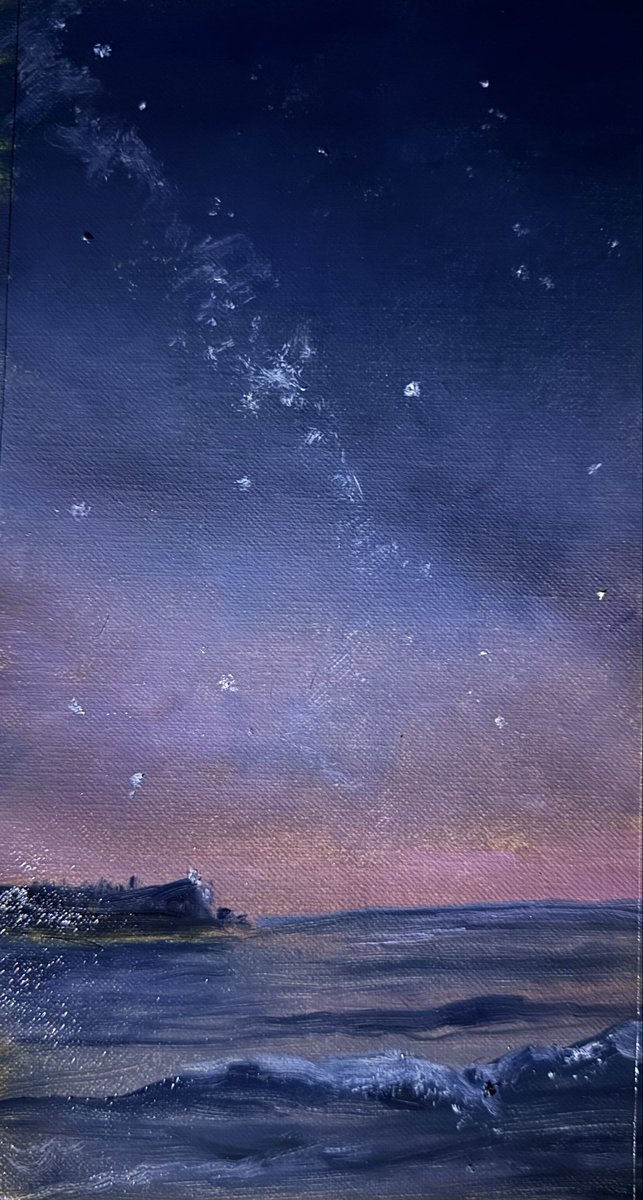 星空が美しい､夜明け前の一枚です。#星空 #油彩画 #自然 #絵画