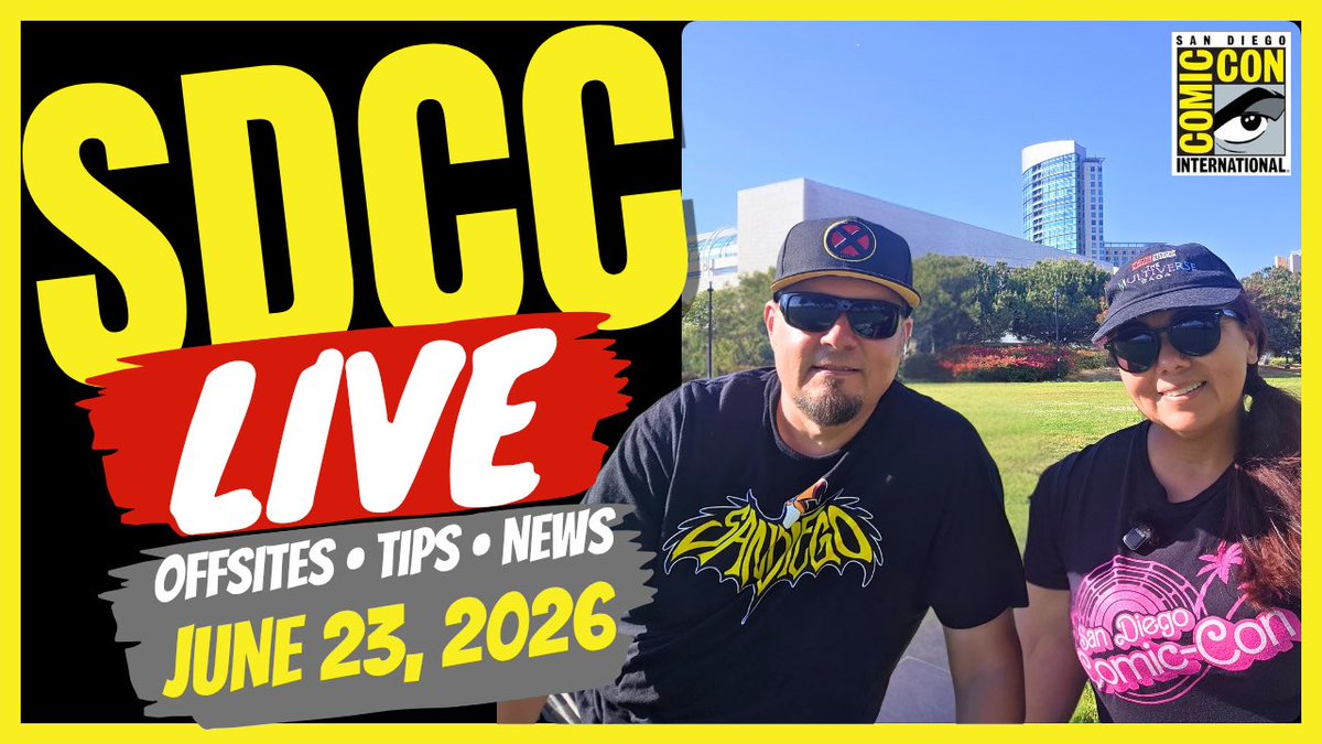 ParksAndCons's tweet photo. We’ll be back to San Diego on Tuesday (6/23) for our next #SDCC livestream! Join us at 5:00 PM PT for #ComicCon talk! https://t.co/3dfnubp3CY #SDCC26 https://t.co/D1rfAxa0Pt