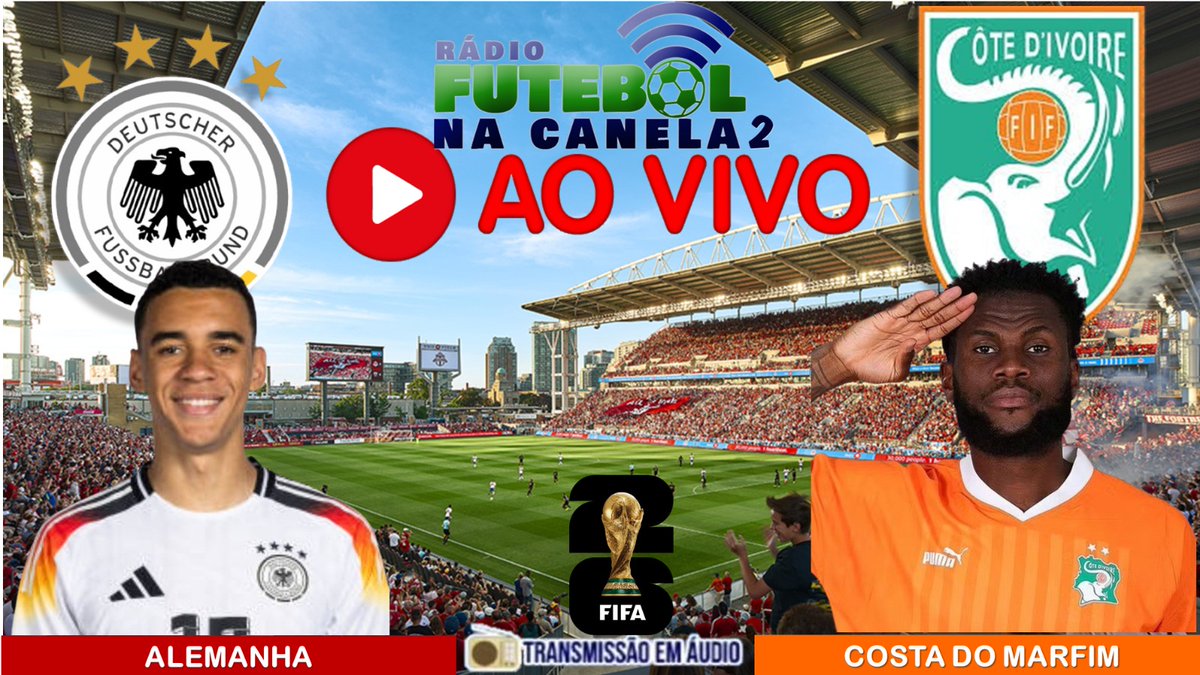 RadioFNC's tweet photo. 🇩🇪 MUNDIAL 🇨🇮

⚽ Ao vivo agora Alemanha x Costa do Marfim

⏰17h00(Brasília)

🏟️ Toronto Stadium 

🎙️Julio Alves, Ian Correia &amp; Gustavo Fernandes🎙️

Cx Rádio: https://t.co/iNZqqkwwc7 https://t.co/9cQuOIJUNs