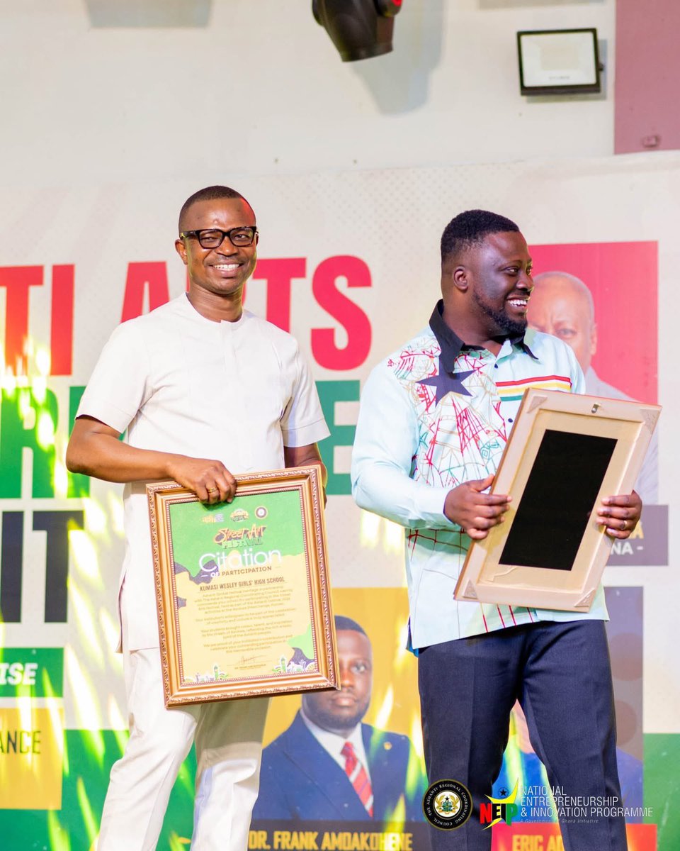 EricAdjei_'s tweet photo. Back in March, I saw the beautiful artwork by these talented students and promised to support them. That commitment is why NEIP, in partnership with the Ashanti Regional Coordinating Council, brought the Ashanti Arts and Enterprise Summit to life today to bridge creativity with entrepreneurship. My profound gratitude goes to the Regional Minister for this inspiring partnership, and to all the traditional leaders and distinguished dignitaries whose presence made our joint event an immense success. In alignment with this mission, I supported the participating schools today with a cash prize of GH₵ 5,000 each to help nurture and commercialize their talents.supported the participating schools today with a cash prize of GH₵ 5,000 each to help nurture and commercialize their talents.

It is this exact drive to empower youth and foster a robust business ecosystem from the ground up that birthed the Students Entrepreneurship and Enterprise Development (SEED) Programme. To the students, the knowledge you received today is the foundation of your future enterprises take these insights, innovate, and go out there to build the next generation of creative businesses that will shape our country's economy.