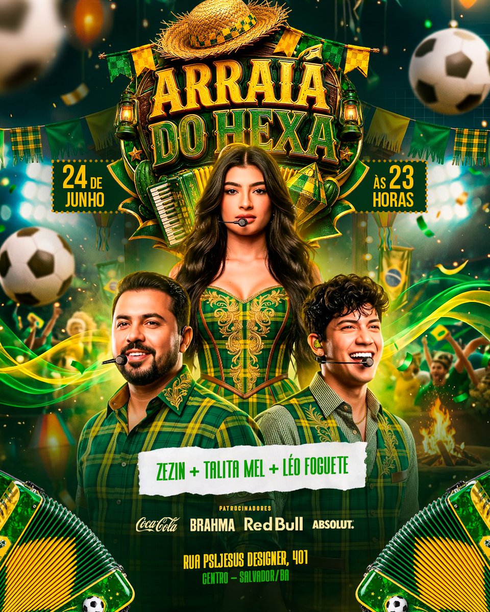 psljesus's tweet photo. 🎨✨ Mais um projeto saindo do papel e ganhando vida!
A proposta aqui foi criar uma identidade visual impactante para um evento junino com a energia do futebol brasileiro, misturando tradição, festa e entretenimento em uma única peça.
😃Esse é o poder de uma arte estratégica. https://t.co/DPBsTJuKuR
