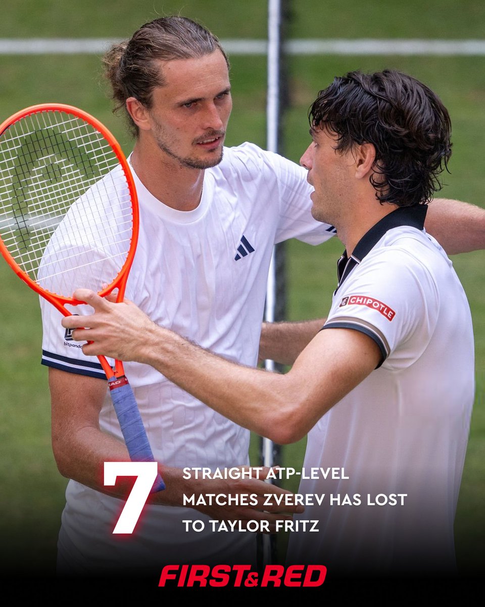Firstandred's tweet photo. ❌ He couldn’t get it done

The day’s biggest storyline ended against Zverev: Taylor Fritz beat Sasha again and denied him a place in the final of his home ATP 500, 6-7, 6-4, 7-5 🫡

A tight match, with a worrying medical timeout for Zverev in set one. https://t.co/qeS4FZzxQj