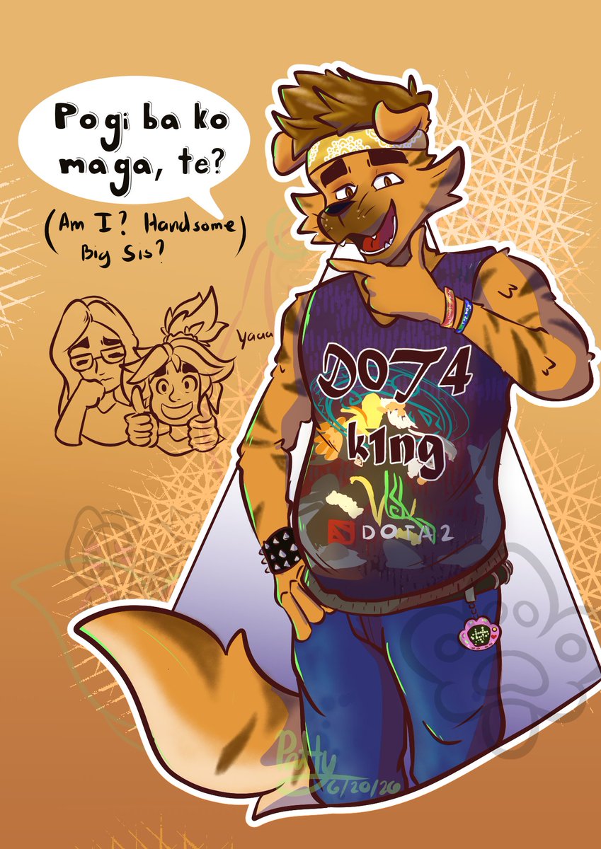 Orange_Cryptid's tweet photo. My little fan idea of Raww loving the Jejemon style of the Philippines after getting adopted by his two new big sisters! #forgottenisland #Raww https://t.co/RyMIeVmtXT