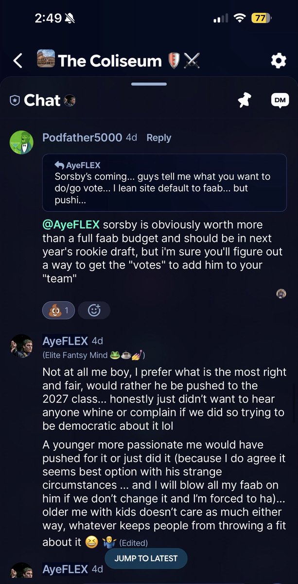 AyeFLEX's tweet photo. #ContextMatters Mr. audience panderer @Fantasy_Mansion 🙃 - @NanduriNFL If ever want to join any new league/inherit an orphan we’re always looking for sharp owners on speed dial when a cowardly fish bails for this or that reason, I run multiple leagues, lmk #CoolAsACucumber🥒 https://t.co/LmLO79uCEZ