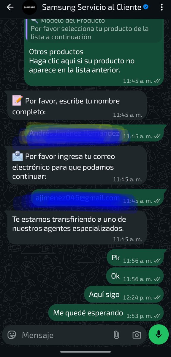 ElAndy46's tweet photo. Oye @SamsungMexico ... Una lastima el mal servicio de WhatsApp que manejan... 2 horas esperando a que me conteste su agente https://t.co/Zj5QKQmJso