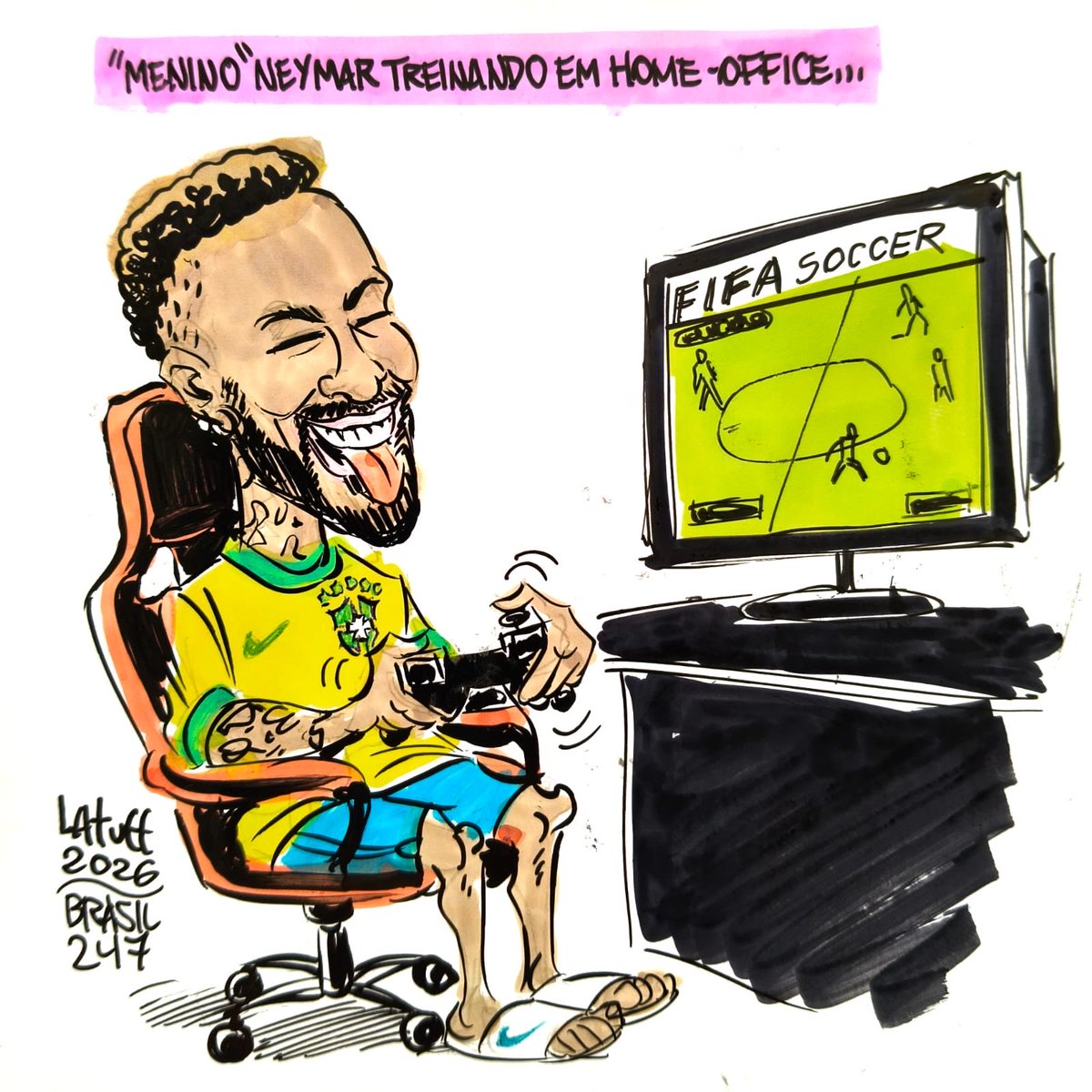 brasil247's tweet photo. “Primeiro convocado home office do mundo” - Por Carlos Latuff (@LatuffCartoons) https://t.co/vi2BcmGs9f