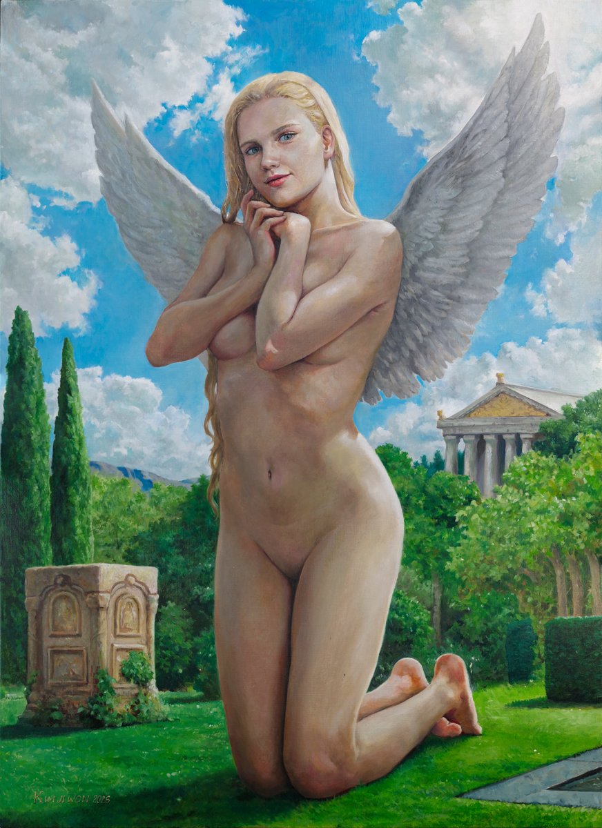 lathander87's tweet photo. The Angel,  Oil on Linen, 72.7x100cm https://t.co/dmlfseheOG