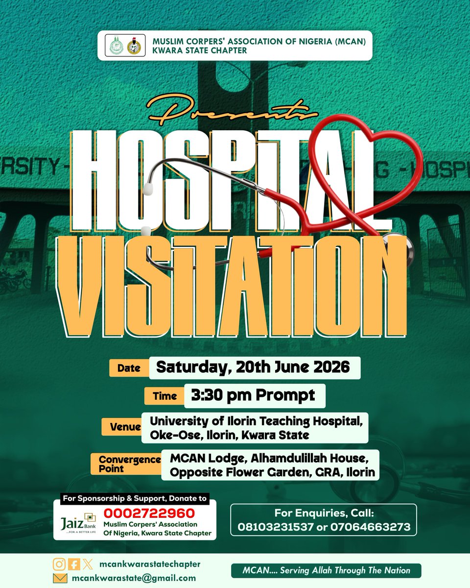 Mcankwarastate's tweet photo. MCAN Kwara Partners Hospital Visitation Jama'ah to Spread Hope at UITH
©️ MCAN KWARA STATE PUBLICITY
#MCANKwara
#MCAN https://t.co/sCoKOrnDSA