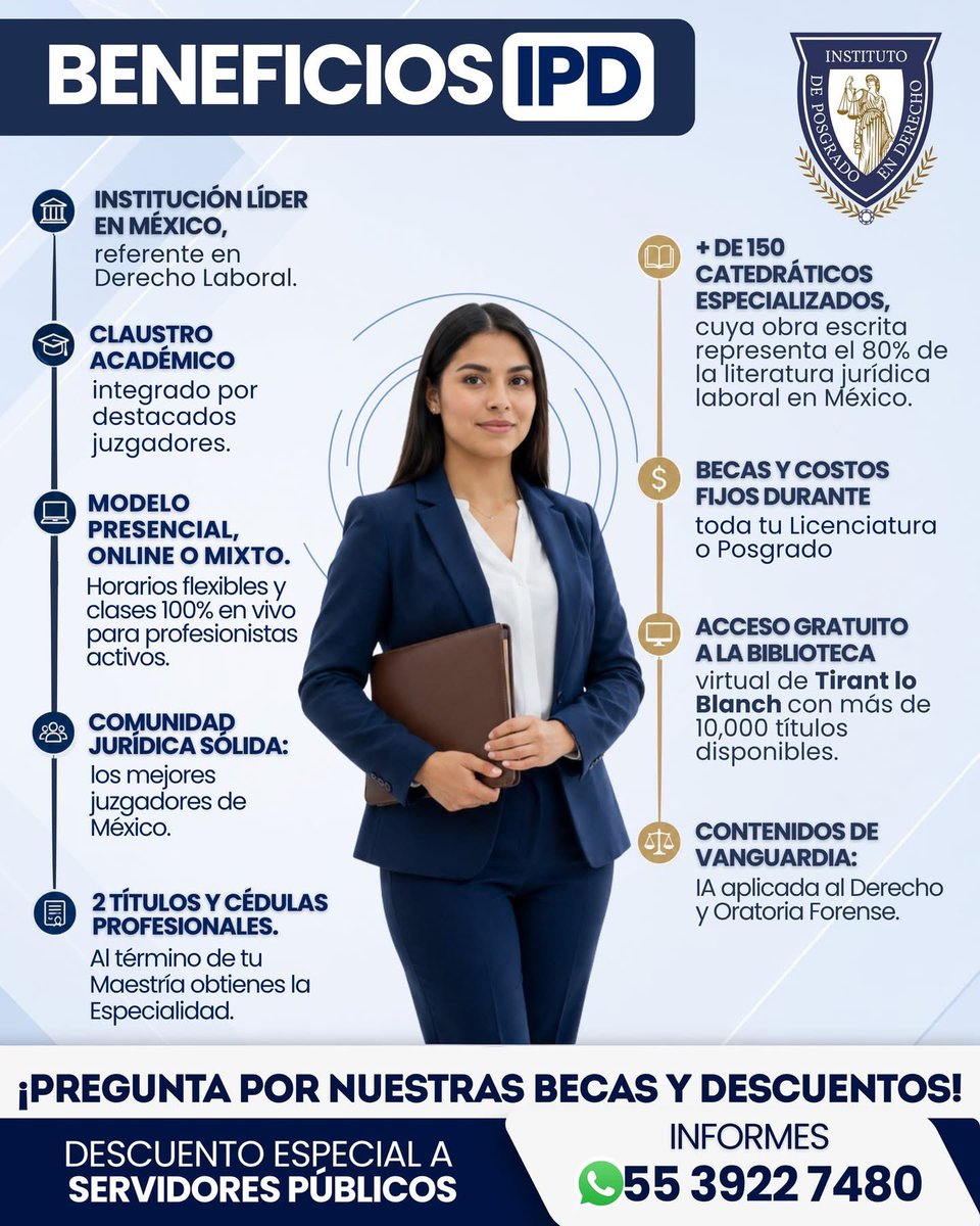 IPD_Mexico's tweet photo. 📲 Solicita información y descubre por qué cada vez más profesionistas confían en el IPD para impulsar su crecimiento.
#IPD #FormaciónJurídica #PosgradoEnDerecho #DerechoLaboral #EducaciónSuperior #DesarrolloProfesional #ExcelenciaAcadémica https://t.co/Jia0Epv3lq