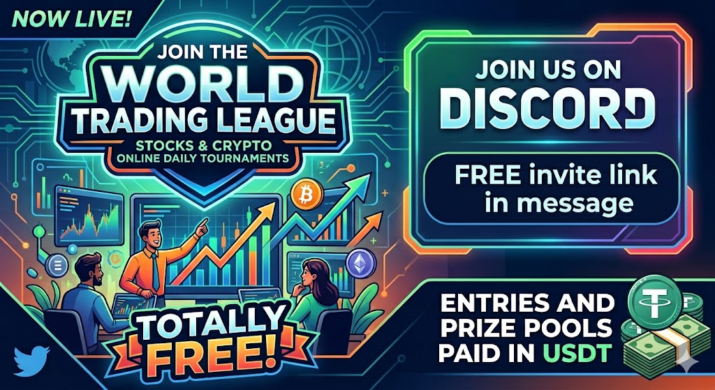 WingGirlTrader's tweet photo. 📈 WORLD TRADING LEAGUE COMMUNITY IS FREE &amp; LIVE at  https://t.co/3DMLdjxRBm 📉

Compete in daily online Stocks &amp; Crypto tournaments. Show off your skills, climb the leaderboard, and claim your share of the rewards!

💰 Entries &amp; Prize Pools paid out in USDT🔥 https://t.co/SzHfg73fZE