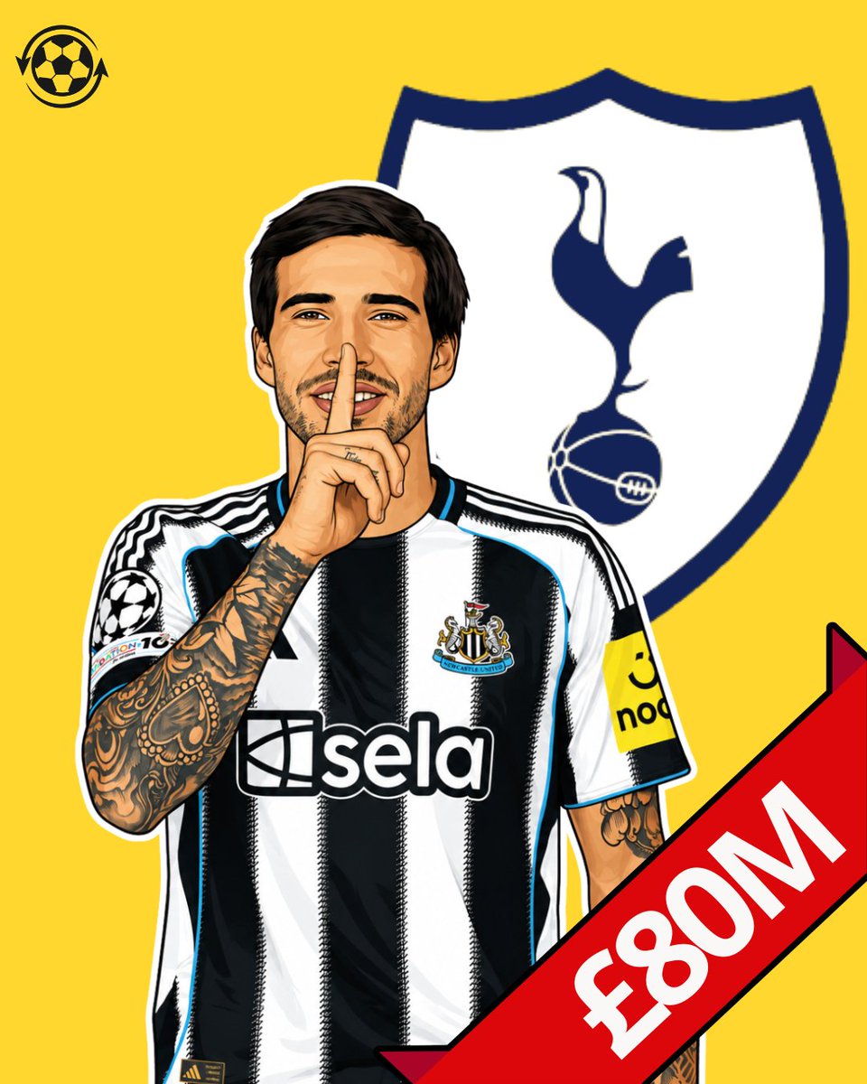 DeadlineDayLive's tweet photo. 🚨 𝗕𝗥𝗘𝗔𝗞𝗜𝗡𝗚: Newcastle United have 𝗥𝗘𝗝𝗘𝗖𝗧𝗘𝗗 an offer of around £80M from Tottenham Hotspur for Sandro Tonali.

(Source: @SkySports_Keith) https://t.co/R8SQElgU7v