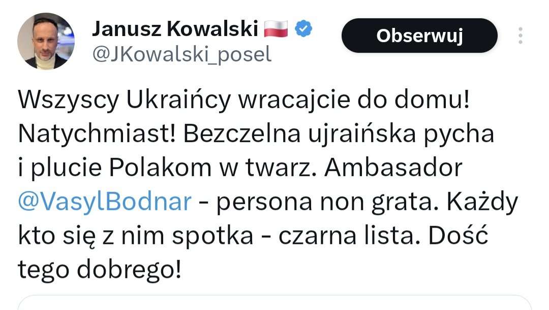 ania82n's tweet photo. Janushu Kowalski pakuj się i spierdalaj do swojego szefa putlera.
Nikt za tobą kurwiu nawet nie pociągnie nosem.
Przez Terespol masz najbliżej pisowska szmato!
Wole 100 Ukraińców którzy dbają o naszą gospodarkę jak takiego jednego szmaciarza jak ty. https://t.co/YsJgkucCAC