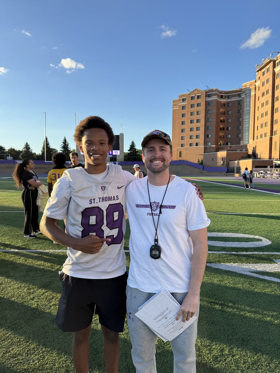 CalvinKillian18's tweet photo. Thank you @UST_Football for a great camp! I enjoyed getting to know the coaching staff and appreciated the words of encouragement from Coach Mac @jonstonmac. I look forward to building a stronger relationship with your program! https://t.co/g1YOz2s2Jq