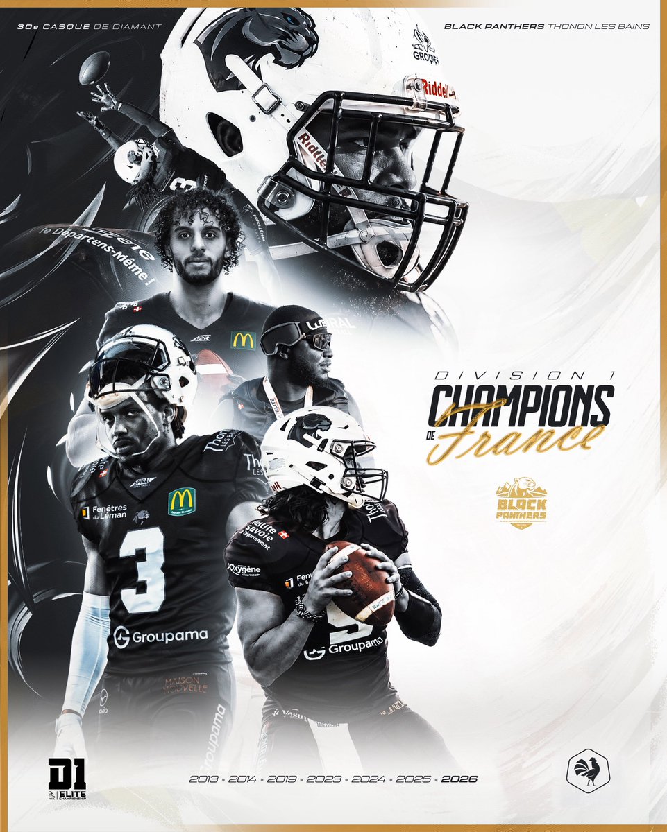 FFFA_officiel's tweet photo. Les Black Panthers de Thonon-les-Bains champions de France de D1 ! 🏆 

QUEL MATCH ! VICTOIRE 49-46 ! https://t.co/C96IET1Bgf