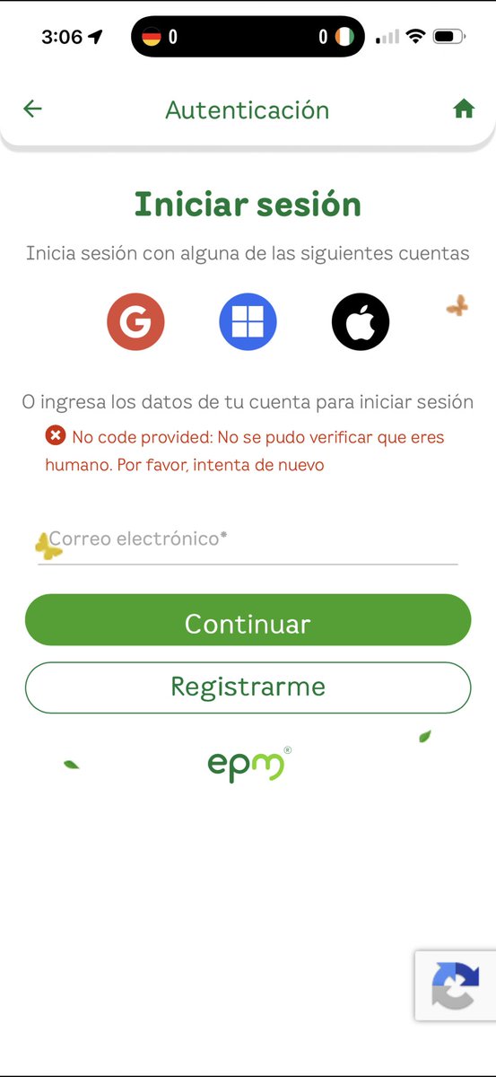 djcors's tweet photo. @EPMestamosahi está el captcha ahí… como que no se pudo verificar que soy un humano ????

Sean serios con esa app https://t.co/3St7d8wmnm