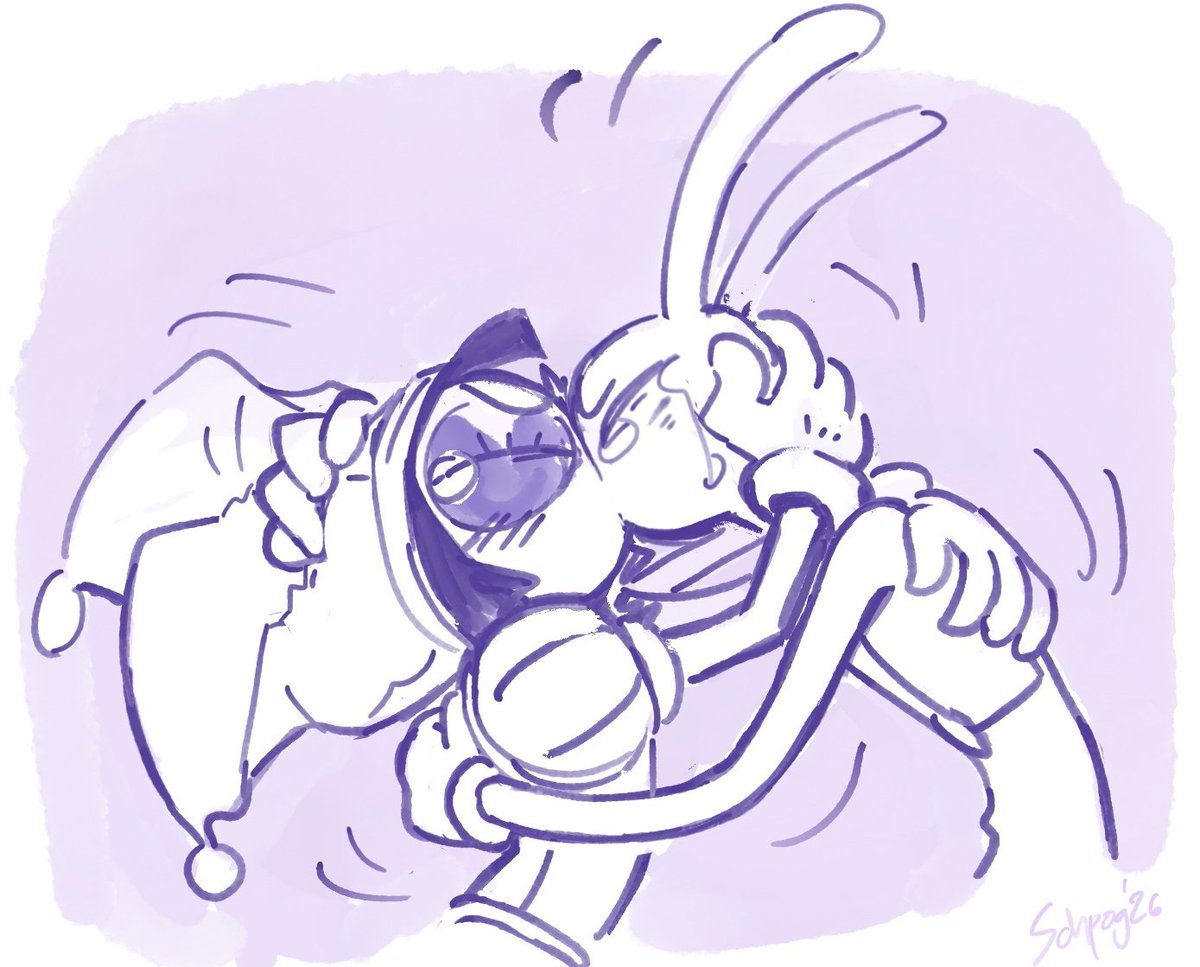 SchpogArt's tweet photo. Drew this for a friend who couldn't take the tension of my latest comic and repeatatly yelled at me "PLS JUST MAKE THEM KISS", so here you go! 
#funnybunny https://t.co/R31BzNoYfm
