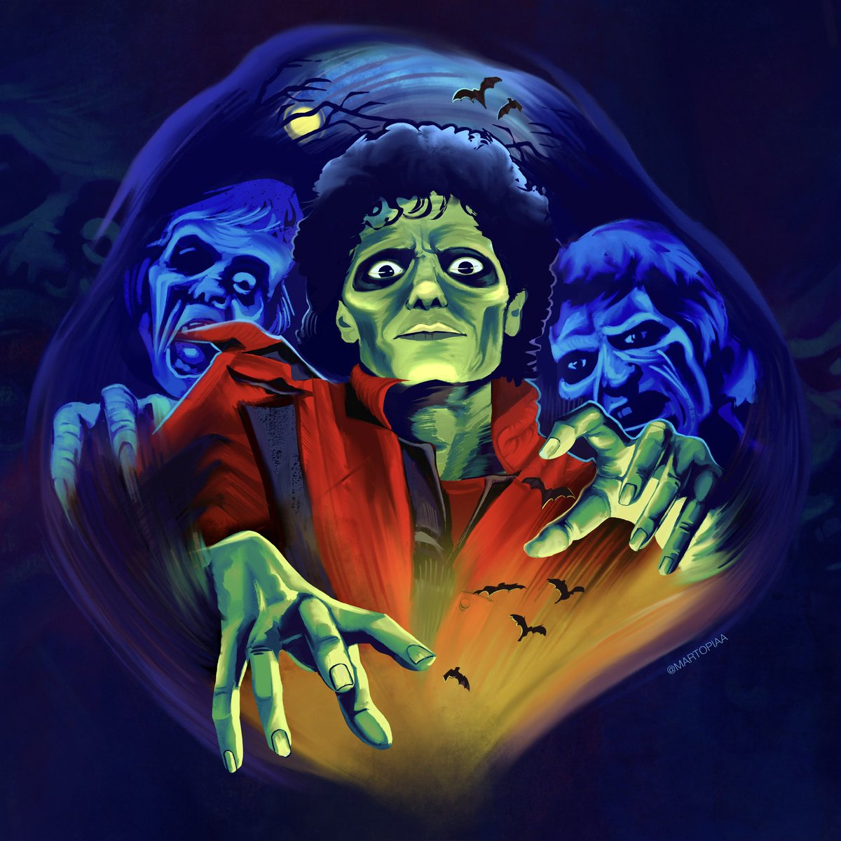 martopiaa's tweet photo. Thriller night 🦇
 #michaeljackson #mj #illustrationㅤ https://t.co/iHRHYMT3zu