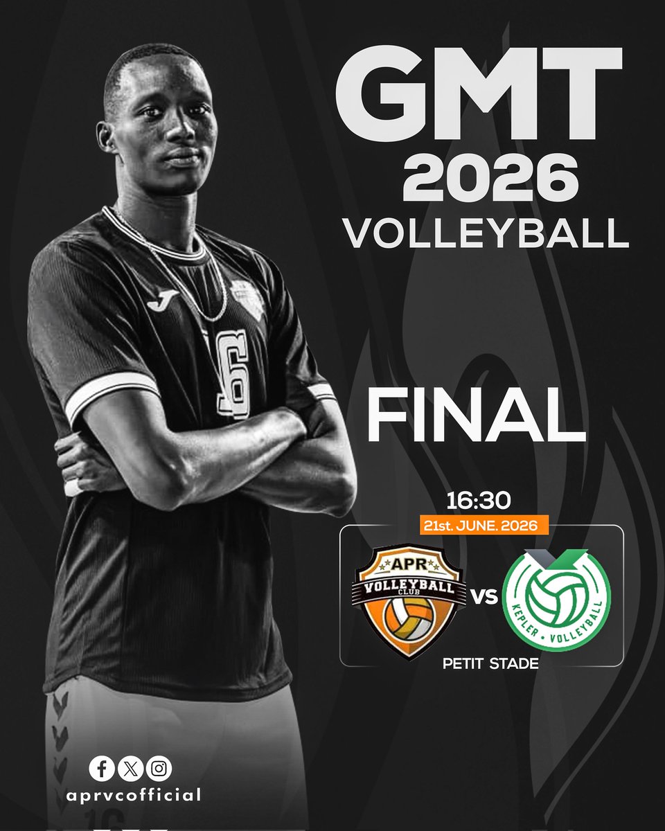 AprVolleyball's tweet photo. One match. One goal. Leave everything on the court and fight for the crown! 🔥🖤🤍
🏐 APR VC 🆚 Kepler VC
🕟 16:30
📍 Petit Stade
#GMT2026 #APRVC #Final #OneMission #RwandaVolleyball https://t.co/DMZoRiSUOb