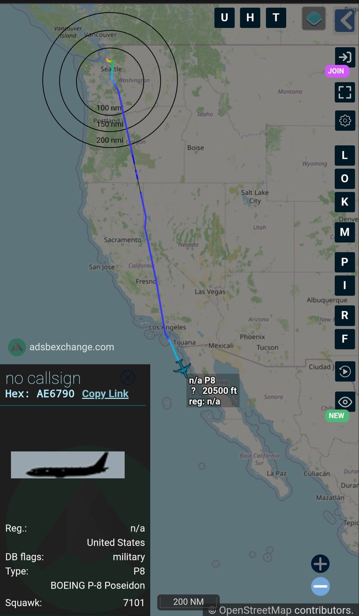 Borrowed7Time's tweet photo. US Navy P-8A Poseidon #AE6790 out of NAS Whidbey Island, arriving to operate off the Baja California coast. 
@sipjack1776 @All_Source_News @natsecboogie @LadyAstroJet https://t.co/2q1vZxnFEN