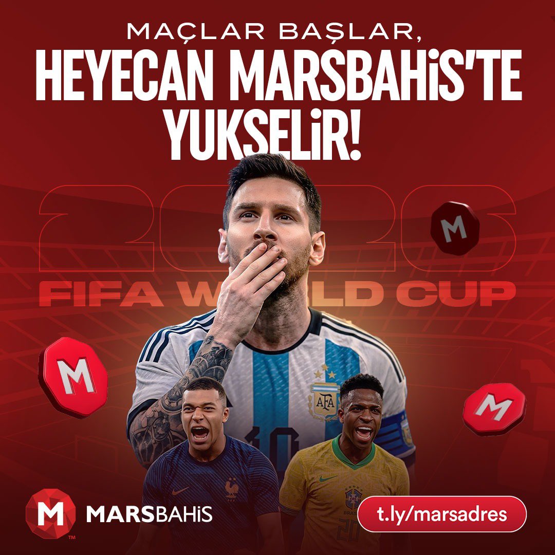 gs2025Champ's tweet photo. FİFA WORLD CUP 2026 ⚽

MAÇLAR BAŞLAR ⭐

HEYECAN MARSBAHİS'TE YÜKSELİR 🥇

BÜYÜK SERÜVEN BAŞLIYOR 🔥

MARSBAHİS'TE YERİN HAZIR 🔴

KAZANÇ SENİ BEKLİYOR 💸

https://t.co/670IgHMXjr https://t.co/B7u8jAnxoA