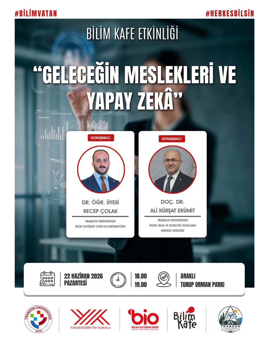 trubilim's tweet photo. Bilim Kafe’de Geleceğin Meslekleri Serisi Başlıyor! ☕️

Lise öğrencilerinin tercih süreçlerine  yönelik düzenlenen Bilim Kafe etkinliğinde geleceğin mesleklerini, istihdam imkânlarını ve yapay zekâyı konuşacağız 💎

#GeleceğinMeslekleri #BilimVatan #HerkesBilsin https://t.co/Qjkr9lkSlC