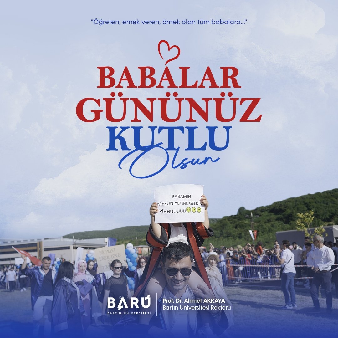 baruedutr's tweet photo. Hayat yolculuğumuzun en güvenli limanı, geleceğe attığımız her adımda en büyük destekçimiz olan tüm babaların Babalar Günü kutlu olsun! 

#BARÜ
#babalargünükutluolsun https://t.co/e6nMjm3LXW