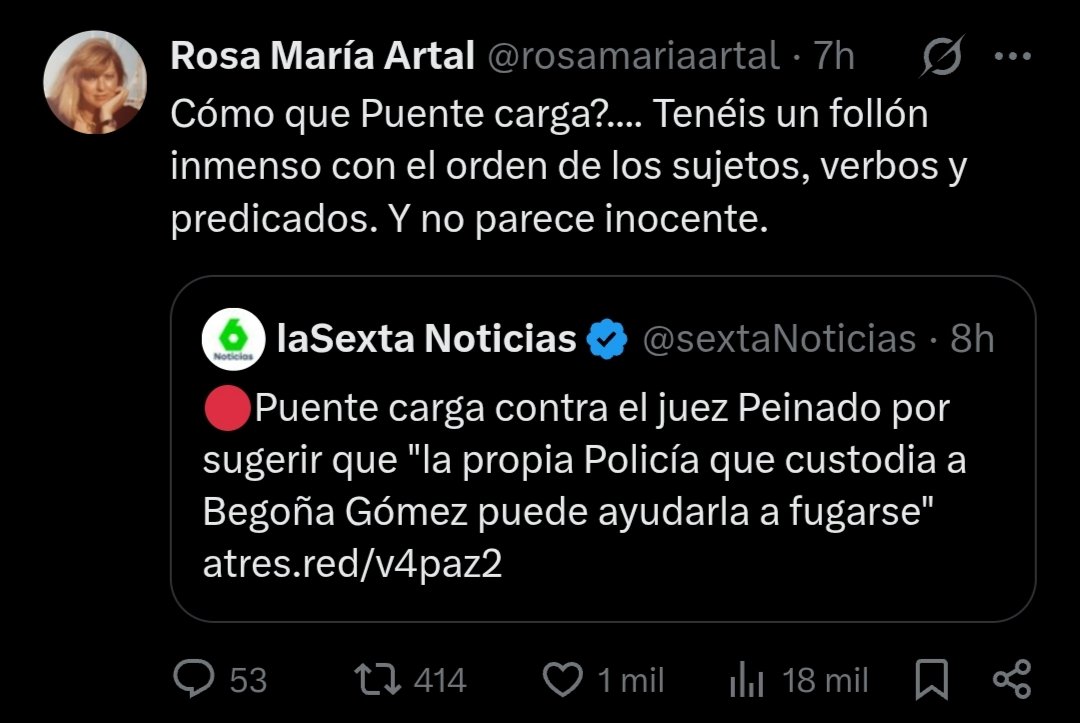 JoWBale's tweet photo. @rosamariaartal Reacción espontánea para nada dirigida desde Moncloa https://t.co/xwZ36IcDxS