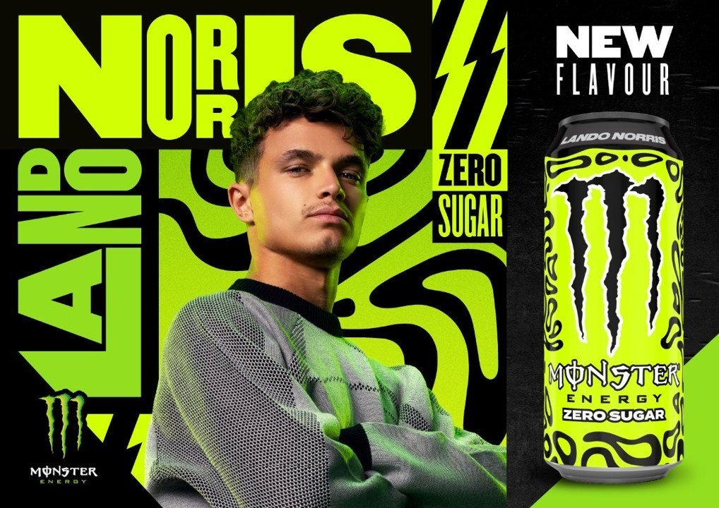 maketheapex's tweet photo. Only a handful of athletes have ever had their own Monster flavor. Lando's personality matches Monsters brand and his own branding was already so strong they put it all over the cans. Lando x Monster just works.

Piastri's been missing since Baku though, this seems pretty fitting https://t.co/Ojsgm5C9bj