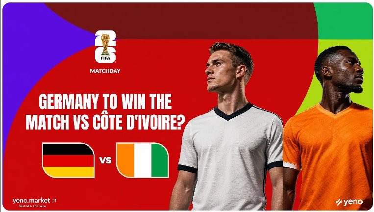 YeNoMarkets's tweet photo. Germany 🇩🇪face Ivory Coast 🇨🇮 this night in Toronto,Netherlands face Sweden in Houston

Germany came into this tournament angry

They were knocked out in the group stage at the last two World Cups and this squad has been building toward making a statement since 2022

Ivory Coast are the reigning AFCON champions

They arrive with confidence and a squad full of Premier League and Ligue 1 quality

This is not a comfortable match for Germany on paper 

Which team do you think produces the bigger surprise?