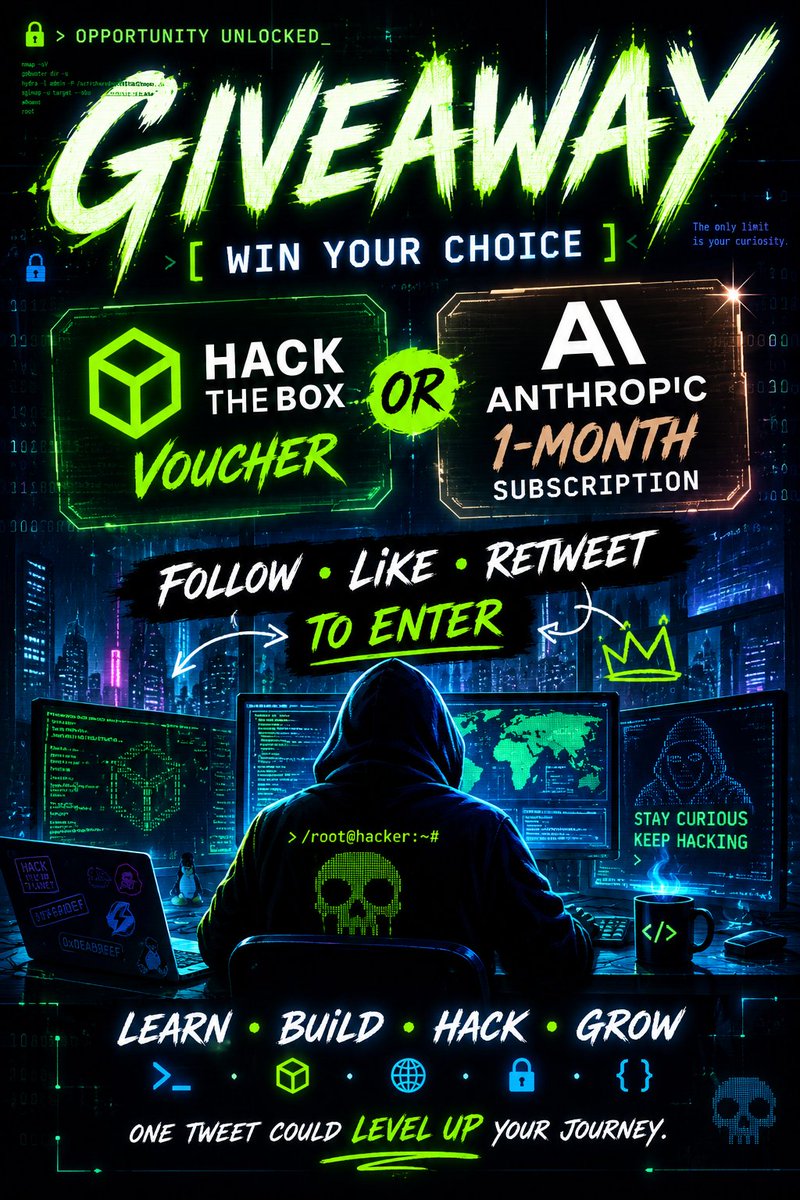 phyr3wall's tweet photo. I've been building my AI-powered offensive security harness for the past few weeks. It's successfully solved every active HTB box (minus the insane machines). To help others learn and build alongside me, I'm giving away your choice of a 1-Month Claude Pro subscription or 1-Month HTB VIP+.
Follow -> Like -> Retweet to enter