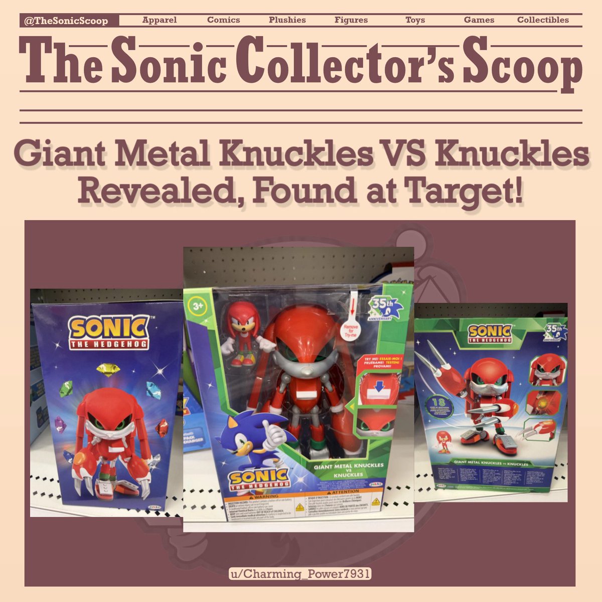 TheSonicScoop's tweet photo. 🚨JAKKS PACIFIC SCOOP🚨

A BRAND NEW Giant Metal Kncukles vs Knuckles playset has been found at Target! 

Always great to have a surprise release from Jakks that doesn’t leak beforehand!

Will you be adding this set to your classic collection!? https://t.co/fpObwP61uS
