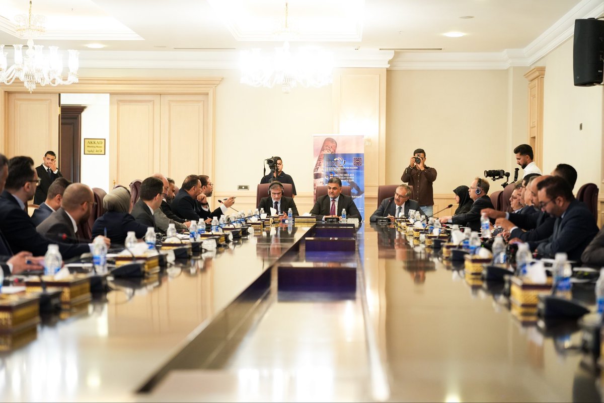 EIDEinEU's tweet photo. Today, the European Institute for Dialogue and Development (EIDE) hosted a symposium titled “Iraq in the New European Strategy: Opportunities and Challenges” at the Prime Minister’s Guest House, attended by the EU Ambassador to Iraq and his Deputy, the Ambassadors of Switzerland and Austria, as well as senior Iraqi officials, diplomats, and academics.

The symposium featured extensive discussions on Iraq–Europe relations, Iraq’s role in regional security, and opportunities for cooperation in energy, transportation, and regional connectivity.