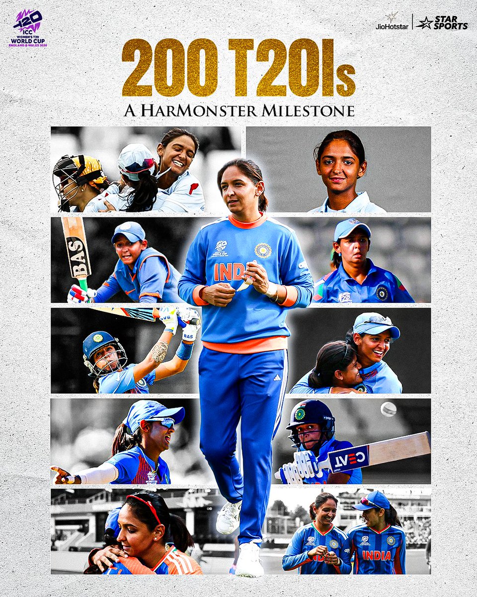 StarSportsIndia's tweet photo. Debuted in 2009, &amp; 17 years later, she's scripting history with a milestone no cricketer has ever achieved. 💙

#HarmanpreetKaur. Built different. 🙌

ICC Women’s #T20WorldCup 2026 👉 #INDvSA | SUN, 21st JUN, 6 PM! https://t.co/NZMYktlZma