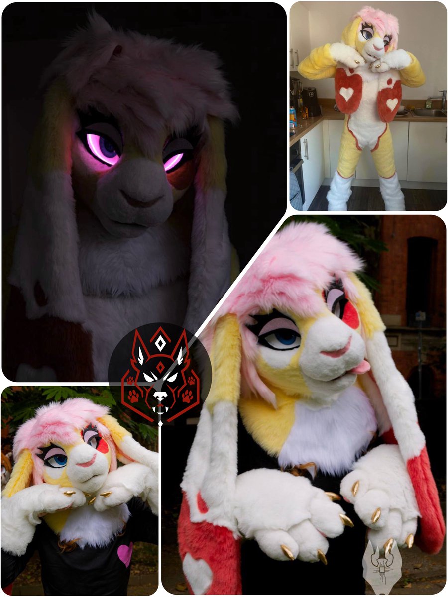 HoundmadeSuits's tweet photo. Meet Biscuit the Bunny! 🐰💖

She features:
✘ App-controlled LED eyes
✘ Glittery lashes
✘ Golden, Shiny claws
✘ Long longgggg floppy ears

My first bunny, first feminine bodysuit, and first planti build. So proud of how she turned out! ✨

#FursuitMaker #BunnyFursuit https://t.co/vxHLG8moqO