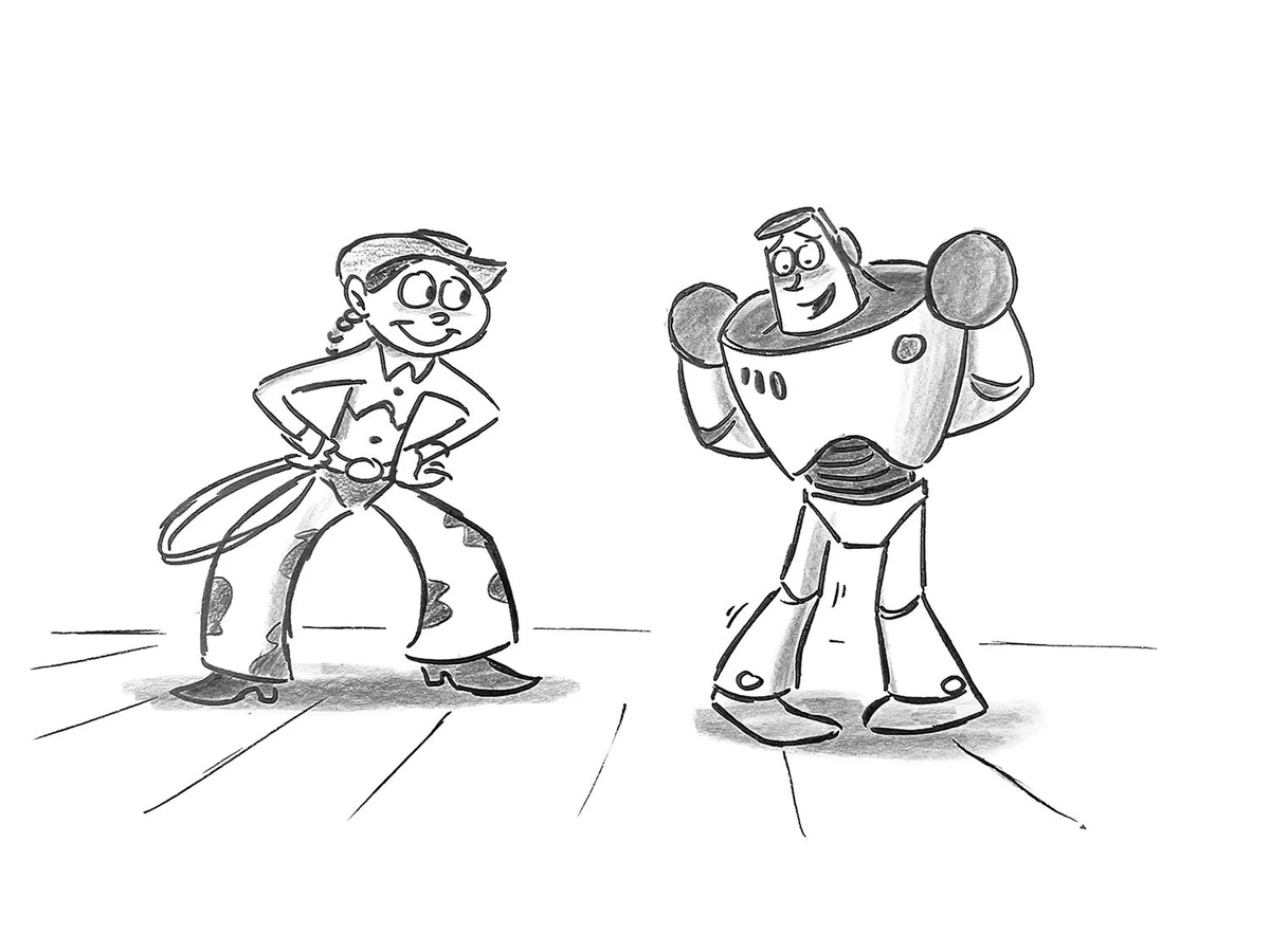 BoardwalkTimes's tweet photo. Concept art of Jessie and Buzz Lightyear in TOY STORY 5. https://t.co/dtUSh7Xc2z