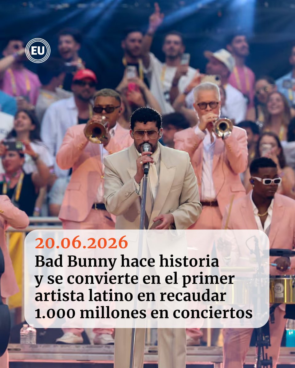 eluniversocom's tweet photo. #BadBunny hace historia y se convierte en el primer artista latino en recaudar 1.000 millones en conciertos https://t.co/r0lUauxbwW https://t.co/IVeR4GeMKV