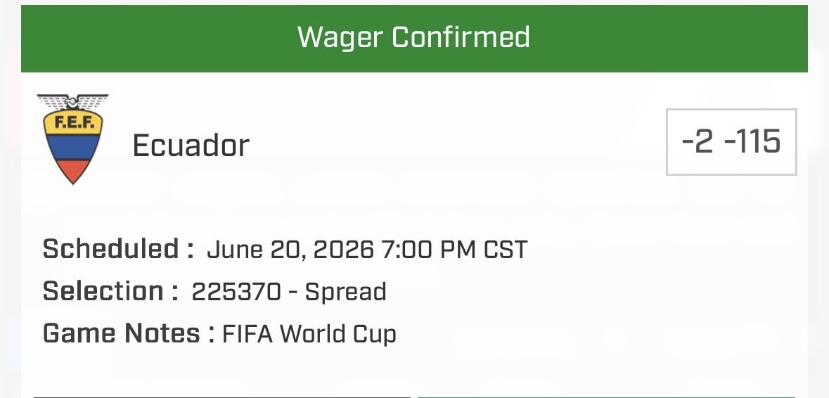 AbuFooty's tweet photo. FIRST MAX PLAY OF THE TOURNAMENT 

☢️☢️☢️☢���ECUADOR -2☢️☢️☢️☢️

Love this spot for Ecuador and our model agrees., will have one more play after Ecuador 

#kalshi #soccerbets #worldcup #worldcupbets 

LIKE IF TAILING https://t.co/NWezHSqs5Z