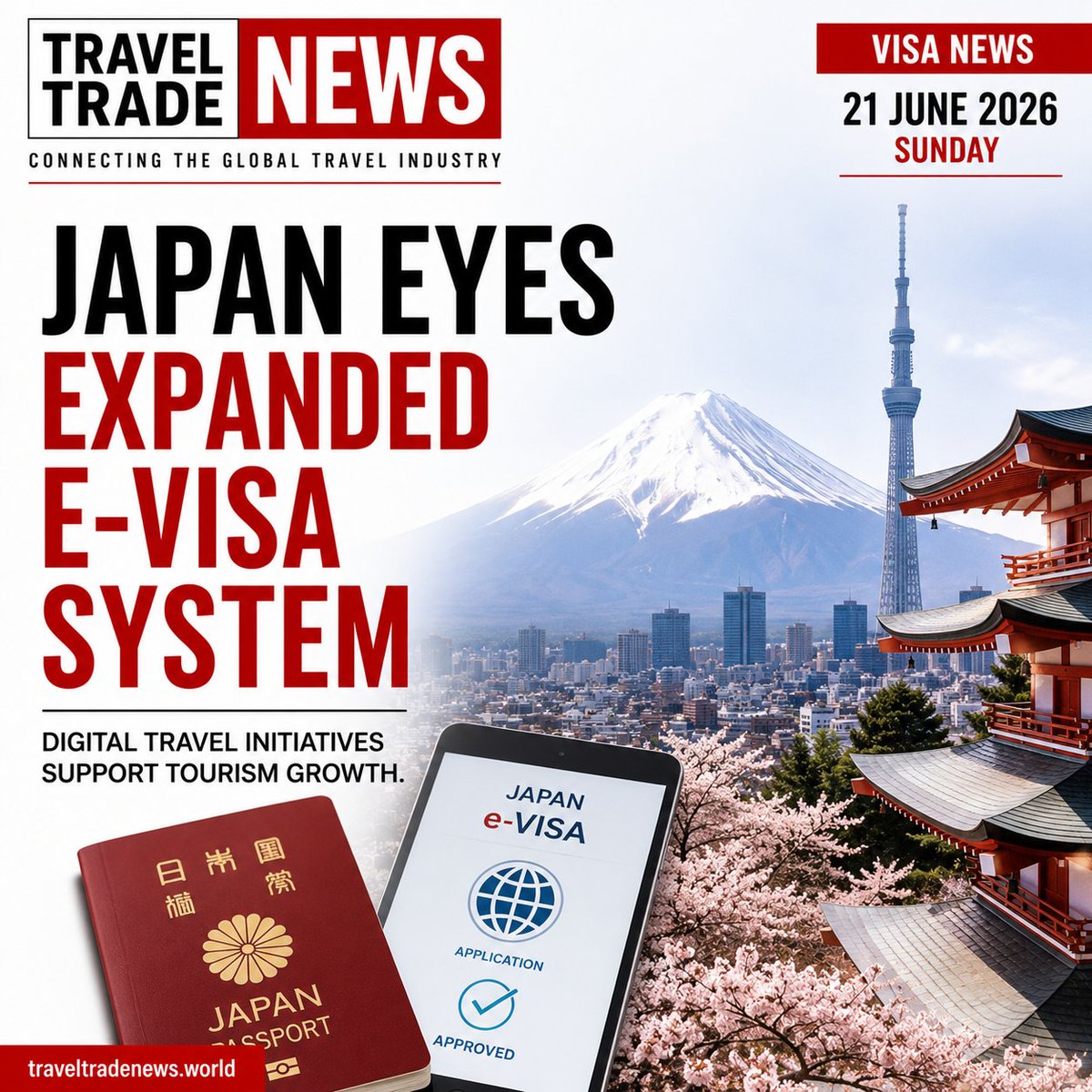 ttradenews's tweet photo. JAPAN EYES EXPANDED E-VISA SYSTEM TO BOOST TOURISM GROWTH

Japan is considering the expansion of its e-Visa system to simplify travel procedures and enhance convenience for international visitors.

#JapanVisa #EVisa #JapanTourism #TravelTradeNews #TTN #VisaNews #TravelNews #ttn https://t.co/hauKoOftXA