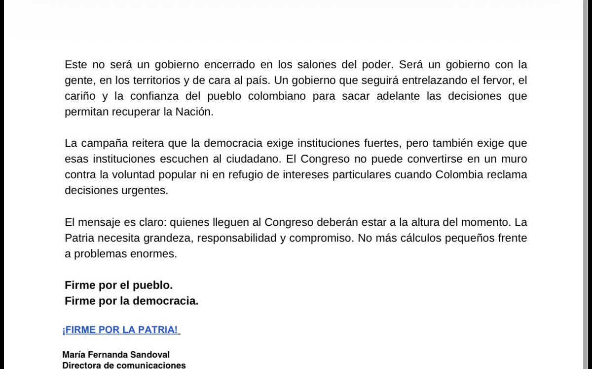 VillanueAle's tweet photo. Abelardo criticó las formas de Petro y sus amenazas al Congreso amparadas en el mandato popular. Pero hoy su propia oficina de prensa le manda una carta amenazante a los congresistas electos con la misma tónica. Igualitos. https://t.co/fCbjg1IlEy