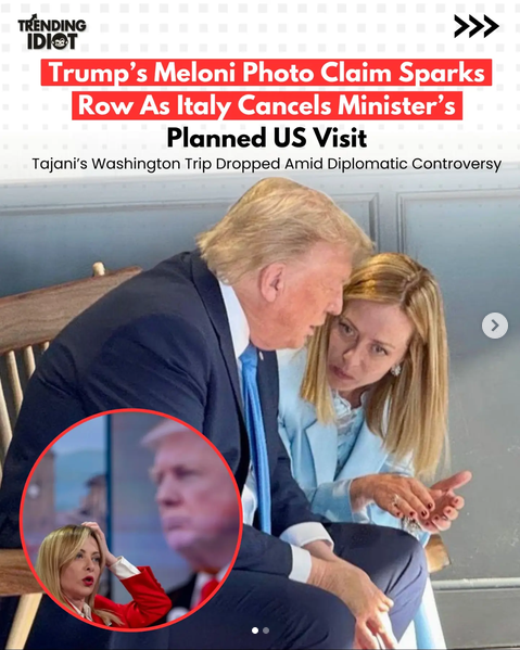 LiamWilson92's tweet photo. Trump clowned Italy’s PM Meloni, made up some BS about her “begging” for a photo, and got called out

Now he’s doubling down while ducking the real stuff, like his admin’s cozy ties to defense contractors cashing in on every bomb dropped

Our allies see a joke, a con. So do we! https://t.co/ttNOGg2x2k