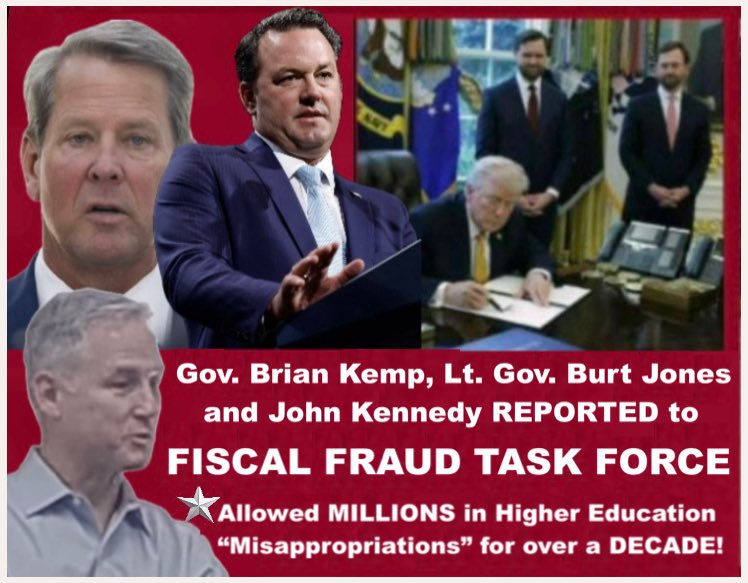 DeniseSorkness's tweet photo. @burtjonesforga @dkg453 @DolezalForGA @RickJacksonGA @POTUS  URGENT/IGNORED “RESOLUTION Mandating Fiscal Accountability by The Board of Regents of USG” - PASSED by GA GOP 7 June 2025 - REPORTED to President Trump’s FISCAL FRAUD TASK FORCE.🙏🏻
★ FISCAL FRAUD TASK FORCE INVESTIGATION REQUEST
https://t.co/9i6UKaYSe1 https://t.co/6epyPRXQQd