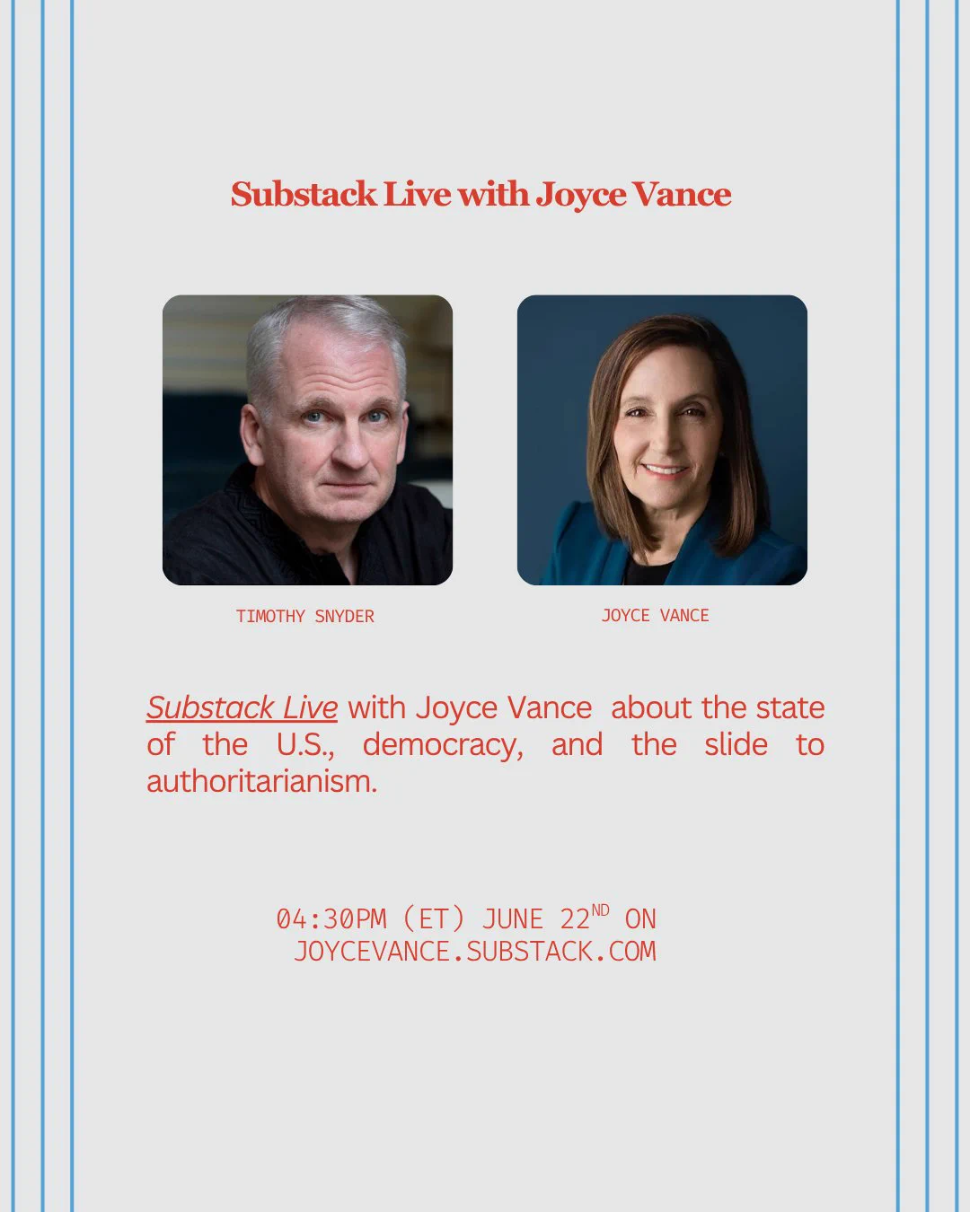 Timothy Snyder on X: "Join me on Monday for a conversation with ...