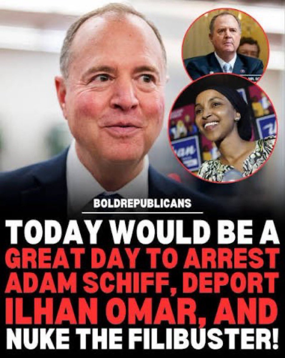 _LegendaryLove's tweet photo. Today a Great to Arrest Adam Schiff 
And Deport ILHAN Omar ! https://t.co/CgFFuA1Ppf