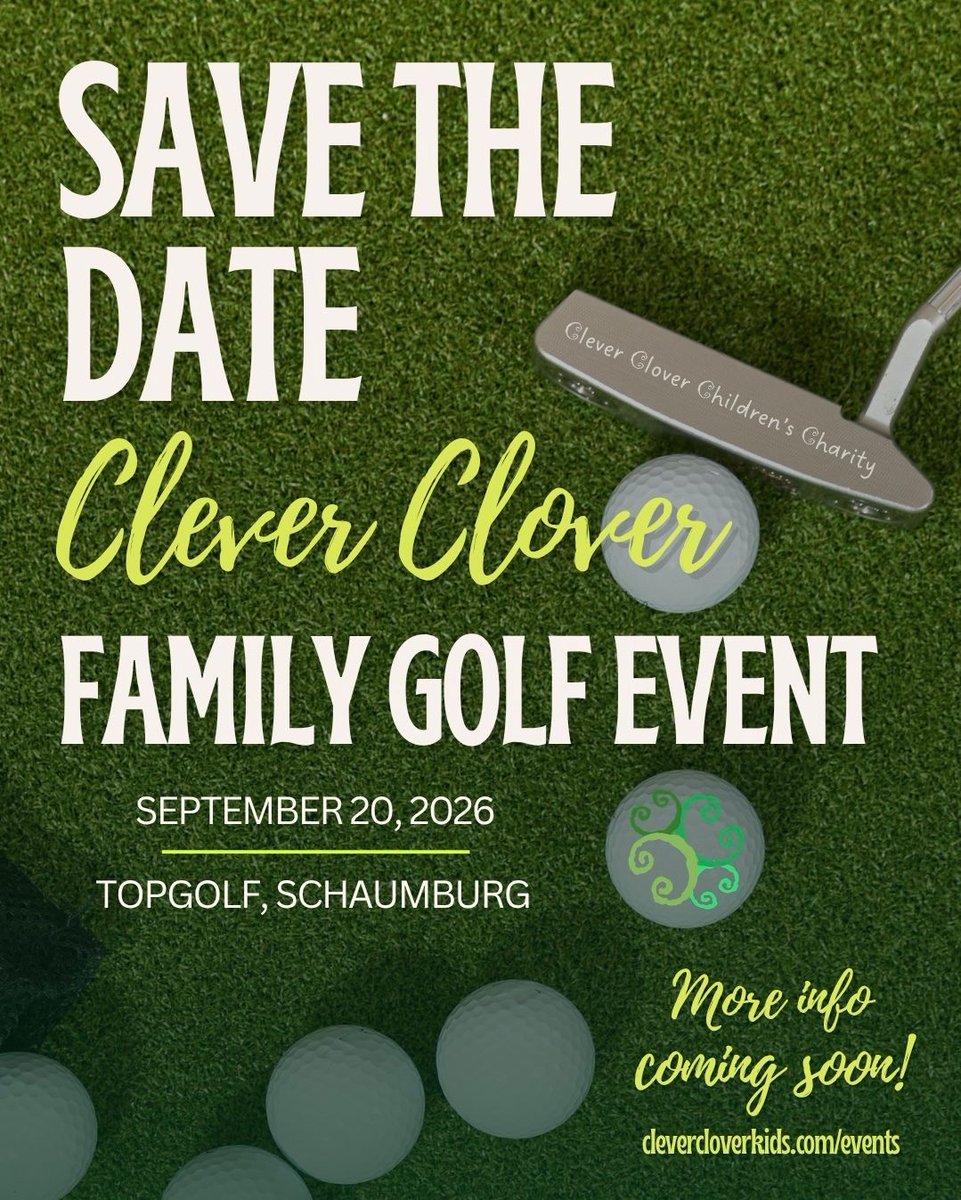 clevercloverNFP's tweet photo. Get ready to swing into a day of family fun!

We're excited to host our Family Golf Event at Topgolf on Sunday, September 20, 2026!

📍 Topgolf - Schaumburg, IL

More details coming soon — we can’t wait to see you there! 🍀

#CleverClover #FamilyGolfEvent #Topgolf #GolfForGood https://t.co/DIDvKuoAMl