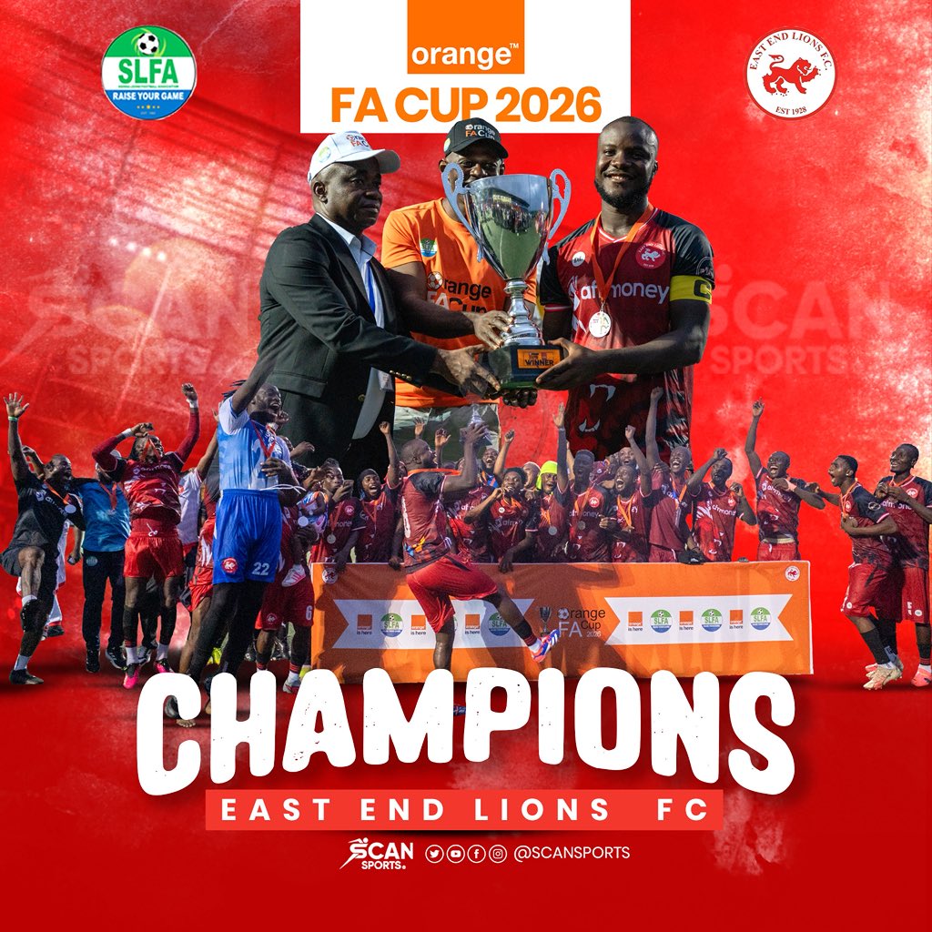 SCANSports_'s tweet photo. 🏆⚽ 𝐄𝐀𝐒𝐓 𝐄𝐍𝐃 𝐋𝐈𝐎𝐍𝐒 𝐅𝐂 𝐀𝐑𝐄 𝐓𝐇𝐄 𝟐𝟎𝟐𝟔 𝐎𝐑𝐀𝐍𝐆𝐄 𝐅𝐀 𝐂𝐔𝐏 𝐂𝐇𝐀𝐌𝐏𝐈𝐎𝐍𝐒

Congratulations to East End Lions FC on a remarkable triumph!👏🏾

#2026OrangeFACup #EastEndLions #TheKillers #MightyBlackpool #SCANSports https://t.co/sjavwPYxtH