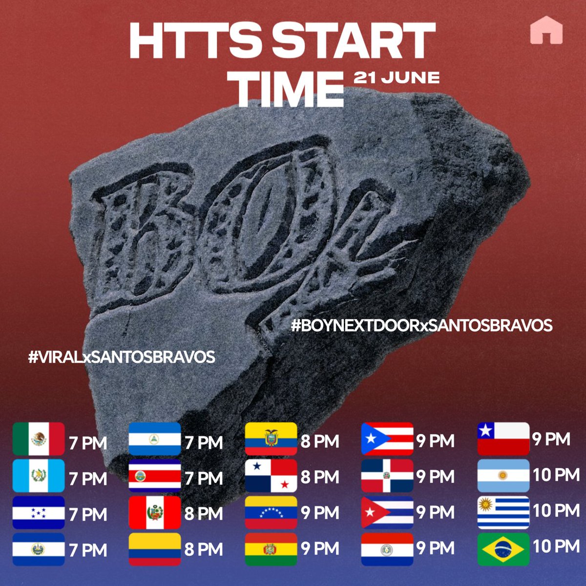 stbvtrends's tweet photo. #️⃣ HTTS PARA VIRAL REMIX

El día de mañana apoyemos el lanzamiento de VIRAL (SANTOS BRVOS Remix) junto a BOYNEXTDOOR. Revisen los horarios en la imagen y utilicen las tendencias durante la actividad.

🔲 Tendencias:

#BOYNEXTDOORxSANTOSBRAVOS
#VIRALxSANTOSBRAVOS https://t.co/4dqF3ENT8B
