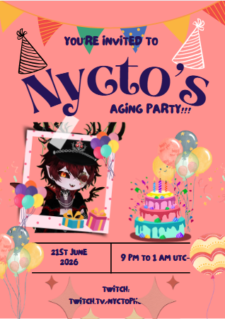 NyctophobiaVT's tweet photo. Looking for vtubers and folks overall willing to come to my birthday and... maybe participate in some games with me! :D This is the second year i celebrate my birthday on-stream, so everyone's welcome to hop on! #birthday #vtuberen #vtuber #twitch #streamer #smallstreamer https://t.co/bK2H5Fxaxr