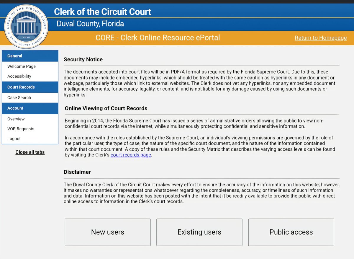Delaney_T_Scott's tweet photo. @calliec1963 @JLRINVESTIGATES CORE - Clerk Online Resource ePortal https://t.co/f0DckzEUmH https://t.co/x7Gbu4HnRX
