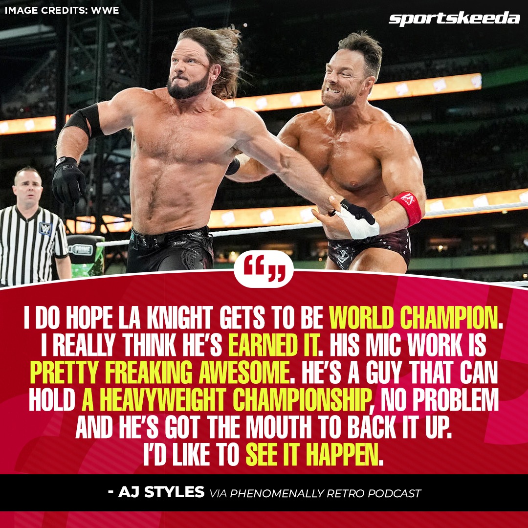 SKWrestling_'s tweet photo. . @AJStylesOrg feels that @RealLAKnight should become a World Champion in WWE 👀 https://t.co/04yBPNKnvR